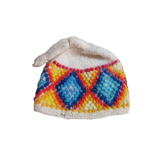 Vintage 70s Baby hat 6 - 12 months vibrant Angora Wool - Picture 3 of 6